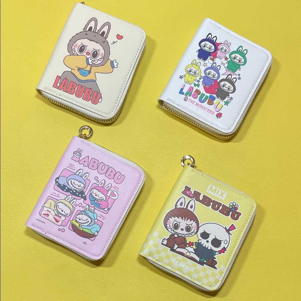 Kids Cartoon Wallet Set - Cream, White, Pink, Yellow